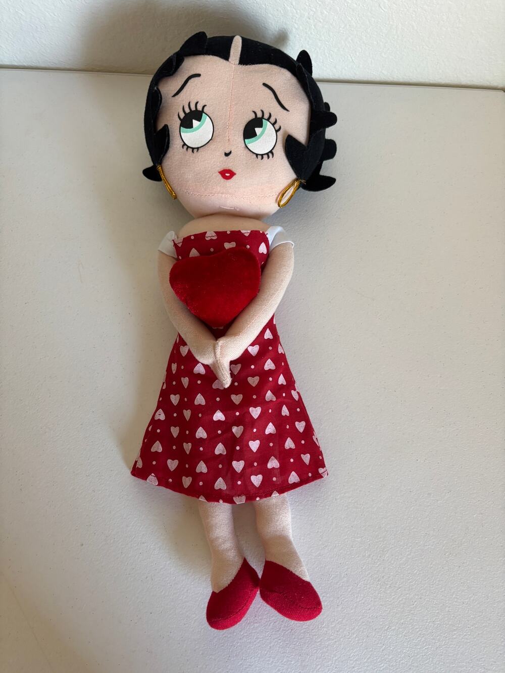 Kellytoy Betty Boop 2014 Stuffed Plush Doll Red Polka Dot Dress Valentine Heart